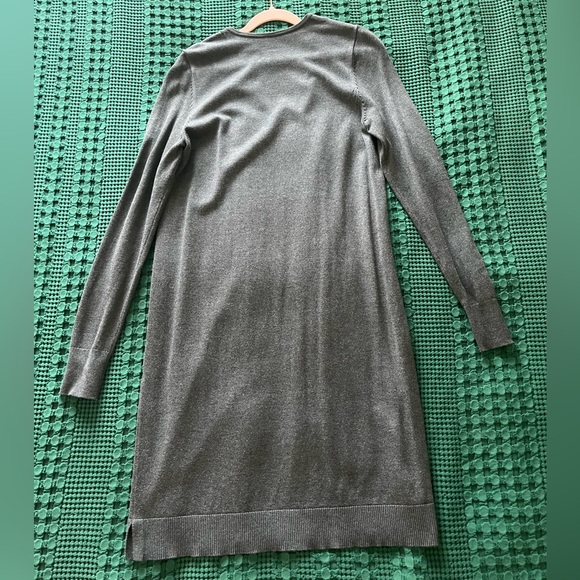 Tristan charcoal soft viscose sweater dress with v-neck lace detail - Picture 2 of 8